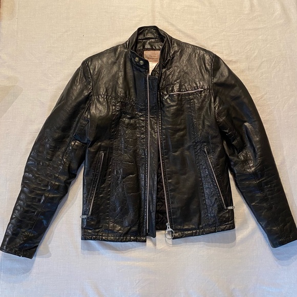 Vintage Sears Men’s Black Leather Jacket Size 34 - Picture 1 of 5